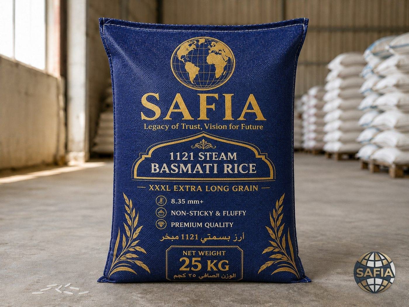 SAFIA 1121 Steam Basmati Rice woven trade sack