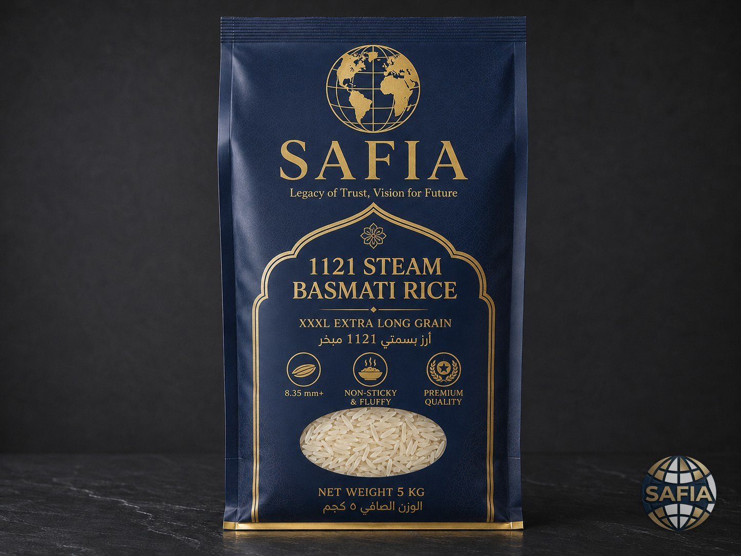 SAFIA 1121 Steam Basmati Rice 5 KG retail pouch