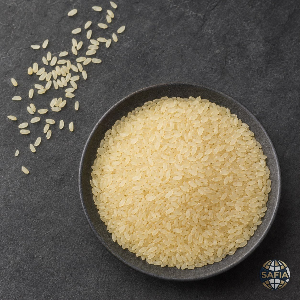 Swarna parboiled medium grain rice — oval golden kernels, measured L:W 2.16