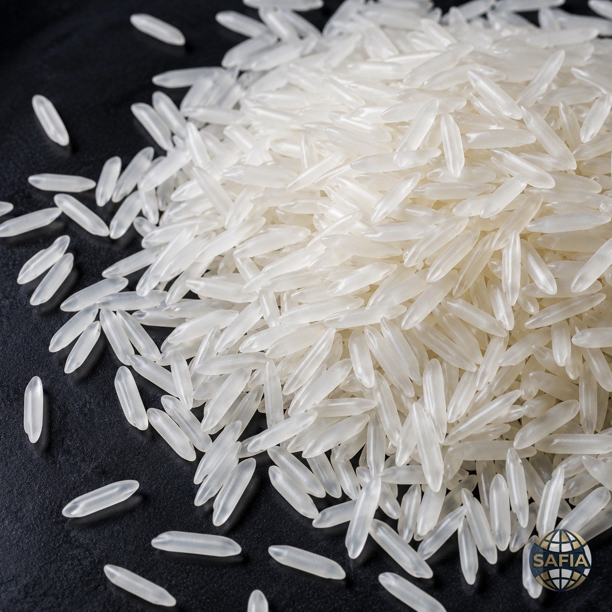 SAFIA Steam basmati rice — pearly white grains — representative rice image